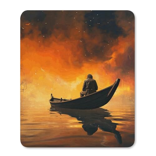 Mauspad Gummi Base Man und Boot Gedruckt Mousepad Gaming Mauspad 39 X 22 Zoll für Drahtlose Maus von SDTKLHW
