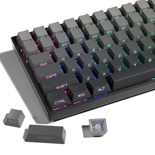 PBT-Tastenkappen, seitlich bedrucktes Tastenkappen-Set, Doppelschuss durch benutzerdefinierte Tastenkappen, Farbverlauf, graues Tastenkappen, OEM-Profil, 136 Tasten, minimalistischer Stil, PBT-Tastenkappen, seitlich bedrucktes Tastenkappen-Set, Doppelschuss durch benutzerdefinierte Tastenkappen, Farbverlauf, graues Tastenkappen, OEM-Profil, 136 Tasten, minimalistischer Stil, von SDYZ