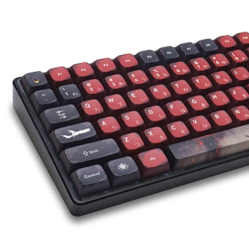 Rote und schwarze Tastenkappen, komplettes Set, benutzerdefinierte Farbsublimationstastenkappen für 60% 65% 75% 100% Cherry Gateron MX Switches mechanische Tastatur (mit 1.75U Schaltung) von SDYZ