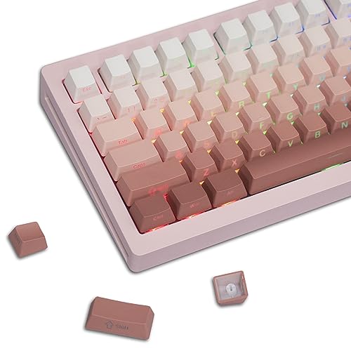 XVX PBT-Tastenkappen, Seitendruck-Tastenkappen-Set, Tastenkappen 60 % Doppelschuss, rosa Farbverlauf, OEM-Profil, 136 Tasten, minimalistischer Stil, benutzerdefinierte Tastatur-Tastenkappe für von SDYZ