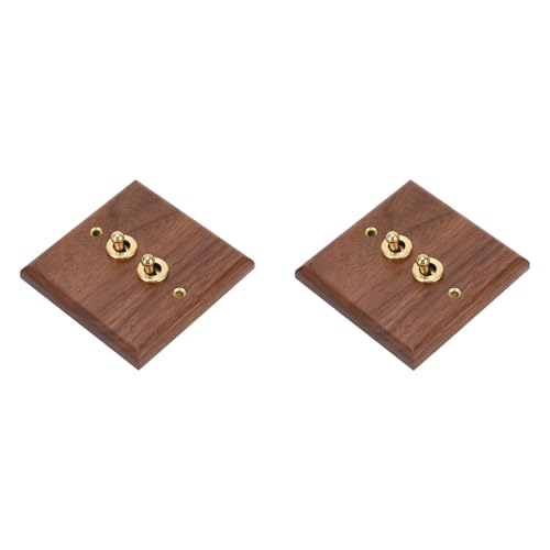 2 Sets Doppel-Kippschalter, Licht-Dimmer, Retro-Walnussholz, Wandmontage, Panel-Reparatur-Werkzeuge mit Messingschraube für Bodenlampen 2 Sets Doppel-Kippschalter, Licht-Dimmer, Retro-Walnussholz, Wandmontage, Panel-Reparatur-Werkzeuge mit Messingschraube für Bodenlampen von SEAFRONT