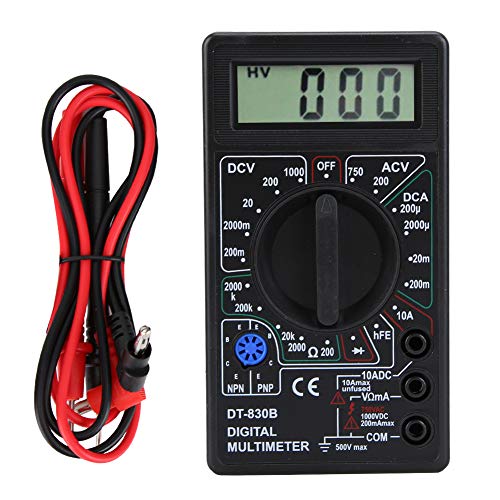 DT-830B Digitalmultimeter AC DC Spannungsprüfer Amp Volt Ohm Tester mit LCD-Display, Misst Spannung, Strom, Widerstand, Transistor (DT-830B schwarz) von SEAFRONT