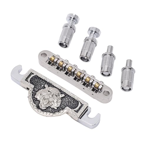 Gitarrenbrücke, E-Gitarren-Rollensattelbrücke, Metall-E-Gitarrenbrücke, Saitenhalter, Ersatz-Löwenmuster für LP, 6 Mm (SILVER) von SEAFRONT