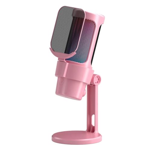 SEAFRONT Gaming -USB -Mikrofon mit RGB -Beleuchtung in der Soundkarte EIN Touch Mute Mic Zum Streaming von Audioaufnahmen (schwarz/rosa/weiß) (PINK) von SEAFRONT