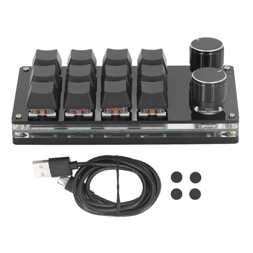 SEAFRONT Mechanische Gaming-Tastatur mit Rotem Schalter, 12 Tasten, 2 Knöpfe, Programmierbare Kabelgebundene Tastatur, Einhand-Mini-USB-Tastatur für, OS X von SEAFRONT