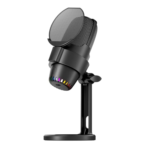 SEAFRONT USB -RGB -Mikrofon, Dynamic Lighting Effect MIC -Kit mit ENC -Rauschreduktion, Ideal für das Spielen von Live -Streaming -Audioaufzeichnungsvideo (Black) von SEAFRONT