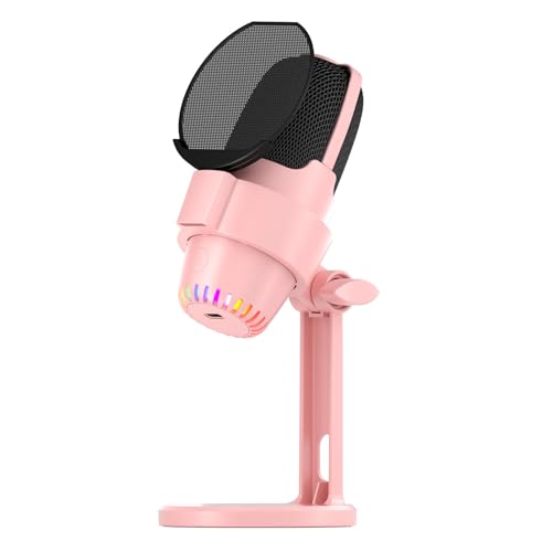 SEAFRONT USB -RGB -Mikrofon, Dynamic Lighting Effect MIC -Kit mit ENC -Rauschreduktion, Ideal für das Spielen von Live -Streaming -Audioaufzeichnungsvideo (PINK) von SEAFRONT