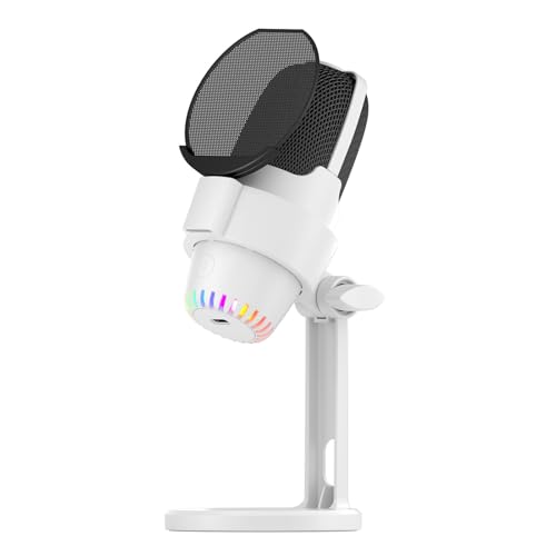 SEAFRONT USB -RGB -Mikrofon, Dynamic Lighting Effect MIC -Kit mit ENC -Rauschreduktion, Ideal für das Spielen von Live -Streaming -Audioaufzeichnungsvideo (White) von SEAFRONT