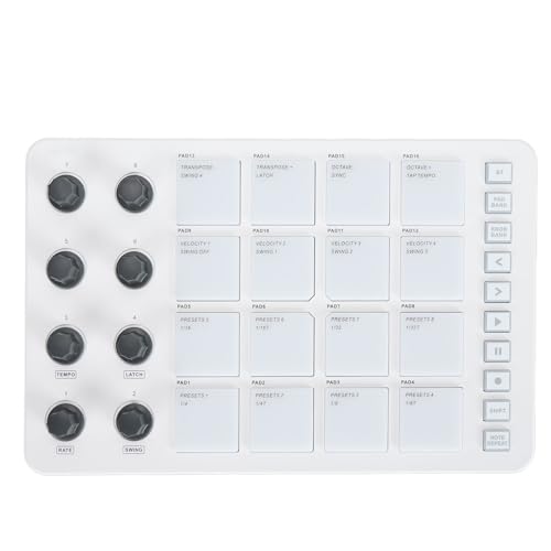 Tragbares MIDI Beat Pad mit 16 RGB -Drum -Pads, Drahtlosen Controller mit 8 Rotierenden Knöpfen für Musikproduktion Tragbares MIDI Beat Pad mit 16 RGB -Drum -Pads, Drahtlosen Controller mit 8 Rotierenden Knöpfen für Musikproduktion von SEAFRONT