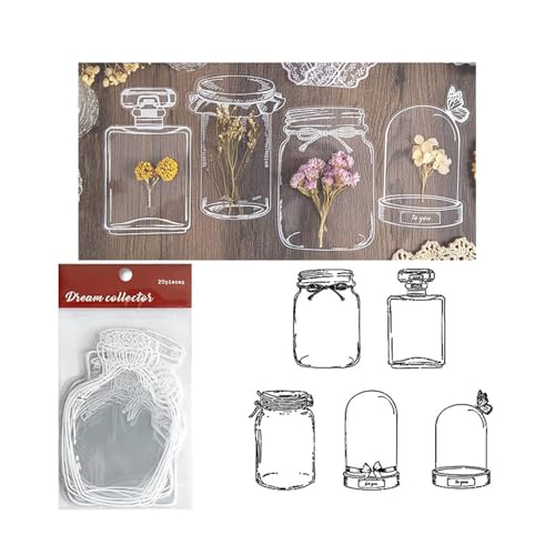 Transparente Lesezeichen, 20 Stück, Getrocknete Blumen-Lesezeichen, Selbstgemachte Lesezeichen, Glaswaren-Aufkleber, Schöne Blumen-Lesezeichen für Heimwerker (Typ 1) von SEAFRONT