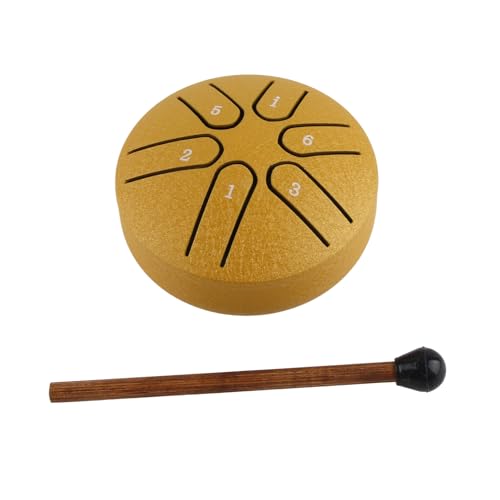 Zungentrommel, Handpan, Stahltrommel, Professionelles Mini-6-Noten-Sorglos-Hand-Pan-Drum-Percussion-Instrument mit Trommelstock (Gold) von SEAFRONT