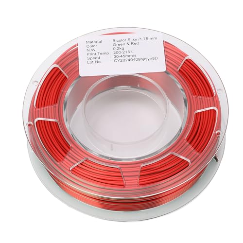 Zweifarbig Mischendes PLA-Filament, 1,75 Mm, Spulenbündel, 200 G, Glänzendes Seidengrün, Rot, für die Meisten Drucker mit Glatter und Strukturierter Anwendung von SEAFRONT