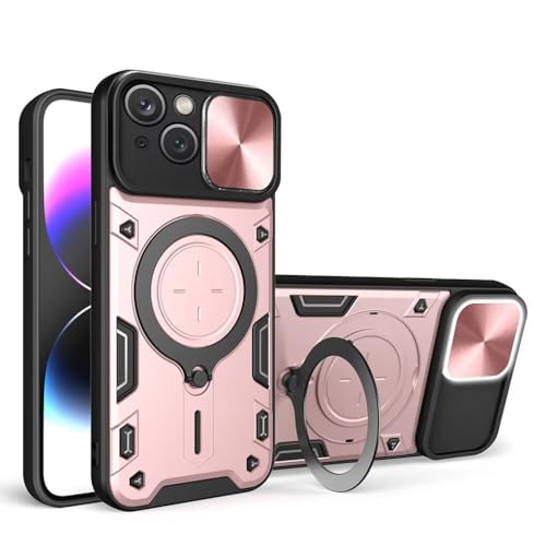 SEAHAI Hülle für CMF Phone 2 Pro, [Militärische Stoßfest Case] Ultra Dünn PC Schutzhülle Cool Stil Handyhülle mit Kameraschutz und Metall Ring Magnetisch Ständer - Roségold von SEAHAI