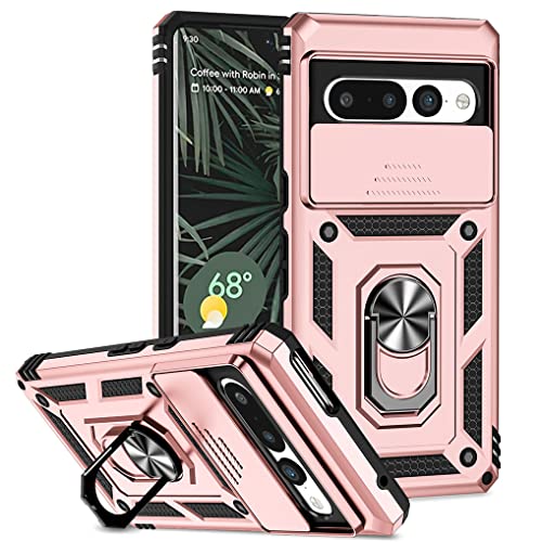 SEAHAI Hülle für Google Pixel 7 Pro, Militär Robust Handyhülle Outdoor Stoßfest Silikon TPU + PC Handy Case Schutzhülle mit Kameraschutz und 360 Grad Ring Ständer - Roségold von SEAHAI