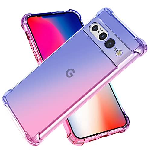 SEAHAI Hülle für Google Pixel 7 Pro Hülle, Farbverlauf Ultradünne TPU Handyhülle, Bunt Transparent Sanft Silikon Bumper Case Stoßfeste Schutzhülle, Blau/Rosa von SEAHAI