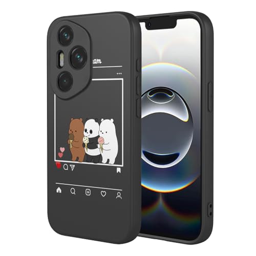 SEAHAI Hülle für Honor 400 Pro 5G, Ultra Dünn Weich Liquid Silikon Stoßfeste Handyhülle, Stilvoll TPU Schutzhülle mit Niedlichen Blüten und Tierischen Mustern - Schwarz S05 von SEAHAI
