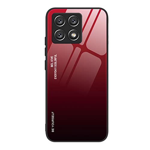 SEAHAI Hülle für Honor X8a, Ultradünne Gehärtetem Glas Zurück & Weich Silikon TPU Rahmen Handyhülle Farbverlauf Farbe Case Stoßfest Schutzhülle, Elegantes Rot von SEAHAI