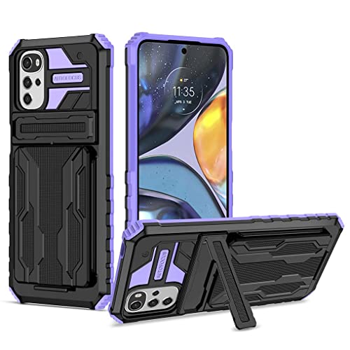 SEAHAI Hülle für Motorola Moto G22 / Moto E32 / Moto E32S, [Militärische Stoßfest Case] Ultra Dünn Harter PC Sanft TPU Schutzhülle, Handyhülle mit Stabilem Ständer und Kartenfächer - Lila von SEAHAI