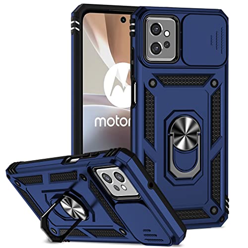SEAHAI Hülle für Motorola Moto G32, Militär Robust Handyhülle Outdoor Stoßfest Silikon TPU + PC Handy Case Schutzhülle mit Kameraschutz und 360 Grad Ring Ständer - Blau von SEAHAI