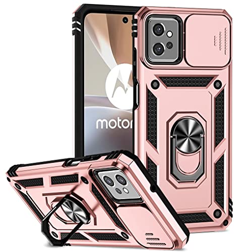 SEAHAI Hülle für Motorola Moto G32, Militär Robust Handyhülle Outdoor Stoßfest Silikon TPU + PC Handy Case Schutzhülle mit Kameraschutz und 360 Grad Ring Ständer - Roségold von SEAHAI