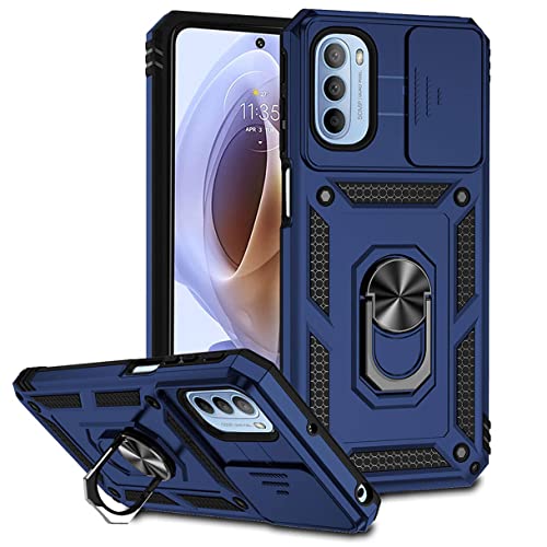 SEAHAI Hülle für Motorola Moto G52 / Moto G82 5G, Militär Robust Handyhülle Outdoor Stoßfest Silikon TPU + PC Handy Case Schutzhülle mit Kameraschutz und 360 Grad Ring Ständer - Blau von SEAHAI