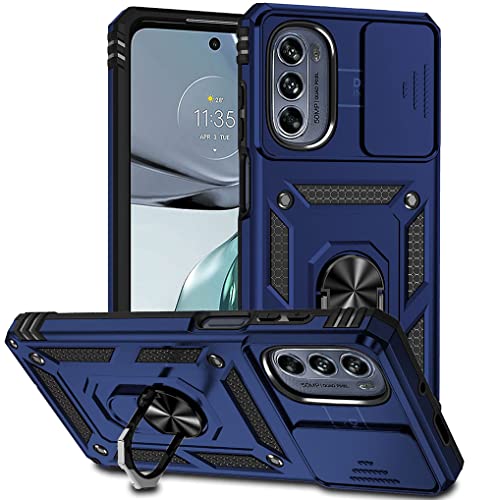 SEAHAI Hülle für Motorola Moto G62 5G, Militär Robust Handyhülle Outdoor Stoßfest Silikon TPU + PC Handy Case Schutzhülle mit Kameraschutz und 360 Grad Ring Ständer - Blau von SEAHAI