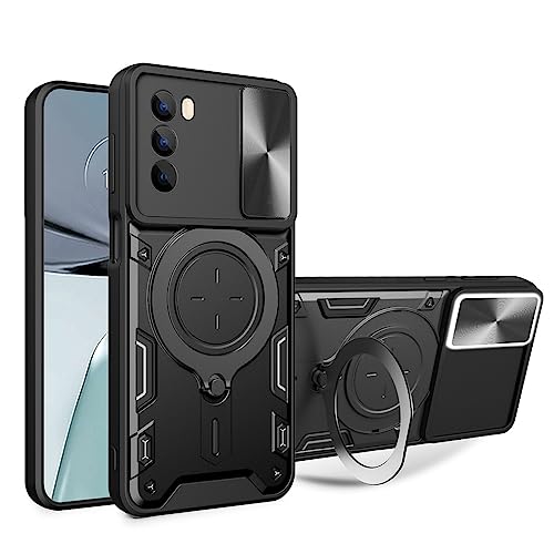 SEAHAI Hülle für Motorola Moto G62 5G, [Militärische Stoßfest Case] Ultra Dünn PC Schutzhülle Cool Stil Handyhülle mit Kameraschutz und Metall Ring Magnetisch Ständer - Schwarz von SEAHAI