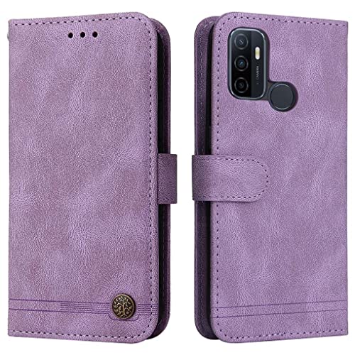 SEAHAI Hülle für Oppo A53s / Oppo A53 Handyhülle, Premium PU Leder Flip Brieftasche Schutzhülle mit Standfunktion/Kartenfach/Magnetisch Stoßfeste Lederhülle Ultra-dünn Klapphülle - Lila von SEAHAI