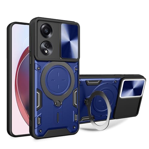 SEAHAI Hülle für Oppo A58 4G, [Militärische Stoßfest Case] Ultra Dünn PC Schutzhülle Cool Stil Handyhülle mit Kameraschutz und Metall Ring Magnetisch Ständer - Blau von SEAHAI