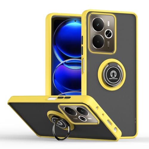 SEAHAI Hülle für Realme 14 5G / Realme 14T 5G, Mattiert Durchscheinend Hart PC Zurück und Weich TPU Silikon Doppelter Schutzhülle Stoßfest Handyhülle mit 360 Grad Ring Ständer, Gelb von SEAHAI
