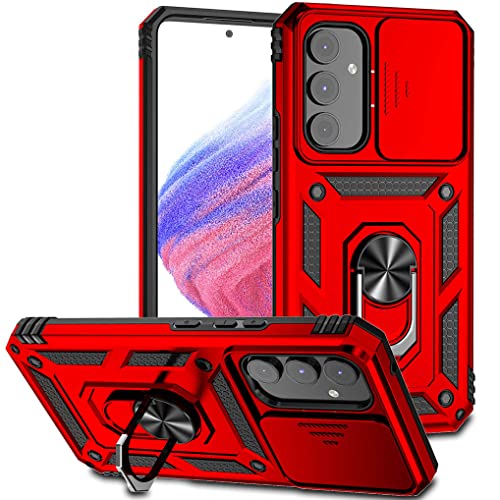 SEAHAI Hülle für Samsung Galaxy A34 5G, Militär Robust Handyhülle Outdoor Stoßfest Silikon TPU + PC Handy Case Schutzhülle mit Kameraschutz und 360 Grad Ring Ständer - Rot von SEAHAI