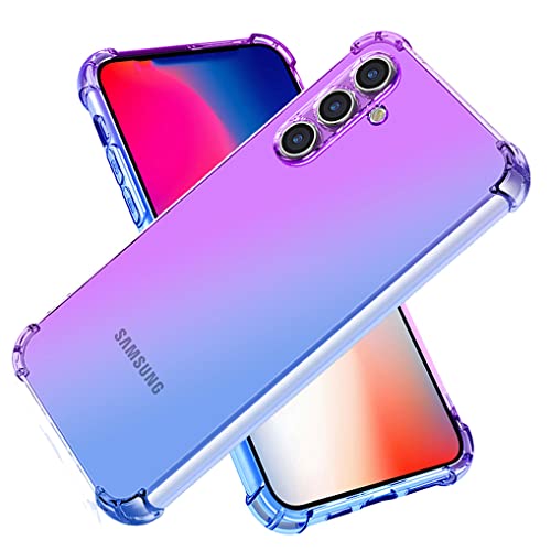 SEAHAI Hülle für Samsung Galaxy A34 5G Hülle, Farbverlauf Ultradünne TPU Handyhülle, Bunt Transparent Sanft Silikon Bumper Case Stoßfeste Schutzhülle, Lila/Blau von SEAHAI