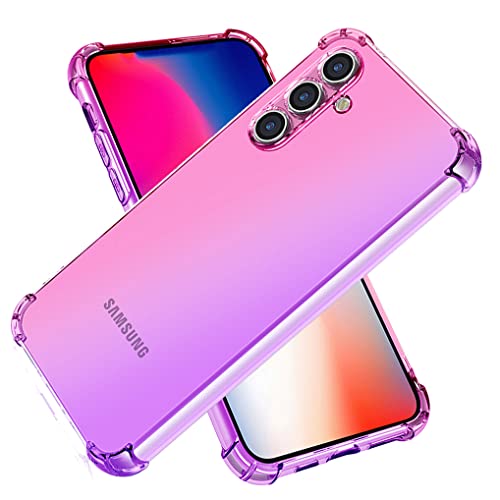 SEAHAI Hülle für Samsung Galaxy A34 5G Hülle, Farbverlauf Ultradünne TPU Handyhülle, Bunt Transparent Sanft Silikon Bumper Case Stoßfeste Schutzhülle, Rosa/Lila von SEAHAI