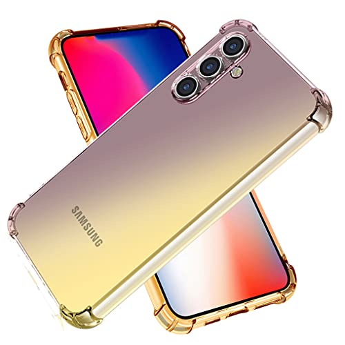 SEAHAI Hülle für Samsung Galaxy A34 5G Hülle, Farbverlauf Ultradünne TPU Handyhülle, Bunt Transparent Sanft Silikon Bumper Case Stoßfeste Schutzhülle, Schwarz/Gold von SEAHAI