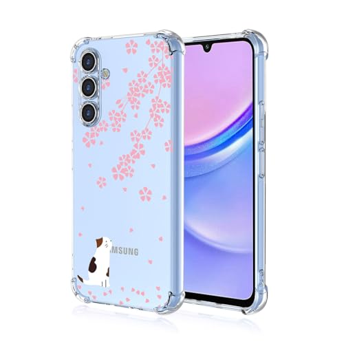 SEAHAI Hülle für Samsung Galaxy A35 5G, Bunte Schön Blumen Ultra Dünn Transparent Handyhülle Weich Silikon TPU Bumper Stoßfest Case Schutzhülle - Sakura-Katze von SEAHAI