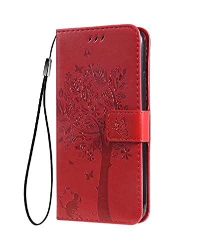SEAHAI Hülle für Samsung Galaxy A36 5G Handyhülle, Ziemlich Geprägt Blätter und Katze Premium PU Leder Folio Brieftasche Stoßfest Schutzhülle Klapphülle, Rot SEAHAI Hülle für Samsung Galaxy A36 5G Handyhülle, Ziemlich Geprägt Blätter und Katze Premium PU Leder Folio Brieftasche Stoßfest Schutzhülle Klapphülle, Rot von SEAHAI