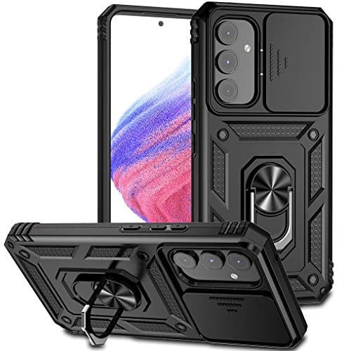 SEAHAI Hülle für Samsung Galaxy A54 5G, Militär Robust Handyhülle Outdoor Stoßfest Silikon TPU + PC Handy Case Schutzhülle mit Kameraschutz und 360 Grad Ring Ständer - Schwarz von SEAHAI