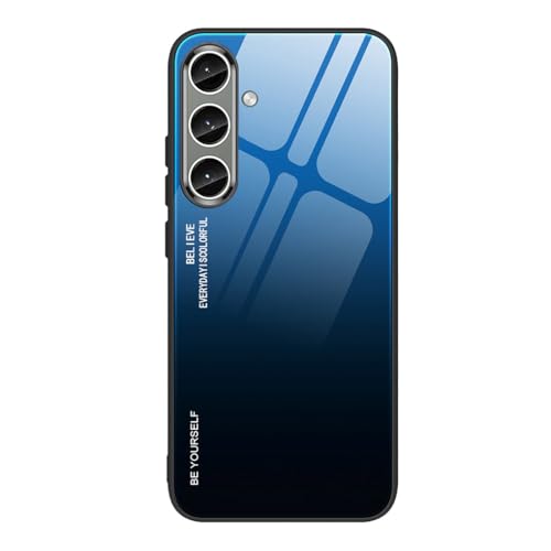SEAHAI Hülle für Samsung Galaxy S25 Plus 5G / S25+ 5G, Ultradünne Gehärtetem Glas Zurück & Weich Silikon TPU Rahmen Handyhülle Farbverlauf Farbe Case Stoßfest Schutzhülle, Elegantes Blau von SEAHAI