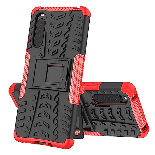 SEAHAI Hülle für Sony Xperia 10 V, Militärstandard Strapazierfähig Robust Handyhülle Outdoor Stoßfest Handy Case Schutzhülle mit Stabilem Ständer - Rot von SEAHAI