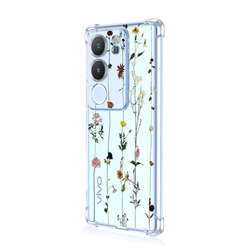 SEAHAI Hülle für VIVO V29 5G, Bunte Schön Blumen Ultra Dünn Transparent Handyhülle Weich Silikon TPU Bumper Stoßfest Case Schutzhülle - Blütezeit von SEAHAI