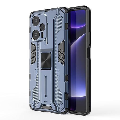 SEAHAI Hülle für Xiaomi Poco F5 5G, [Militärische Stoßfest Case] Ultra Dünn Harter PC + TPU Schutzhülle Handyhülle mit Stabilem Faltbar Ständer - Blau von SEAHAI