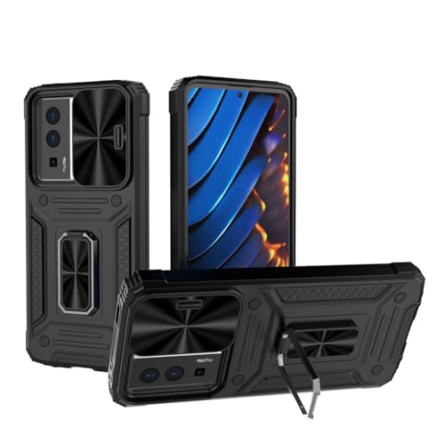 SEAHAI Hülle für Xiaomi Poco F5 Pro 5G, Militär Robust Handyhülle Stoßfest Silikon TPU + PC Handy Case Schutzhülle mit Kameraschutz und Stabilem Faltbar Ständer - Schwarz von SEAHAI