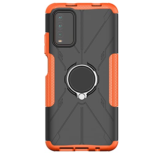 SEAHAI Hülle für Xiaomi Redmi 9T, Militär Strapazierfähig Robust Handyhülle Outdoor Stoßfest Handy Case Schutzhülle mit 360 Grad Ring Ständer für Xiaomi Redmi 9T - Orange von SEAHAI