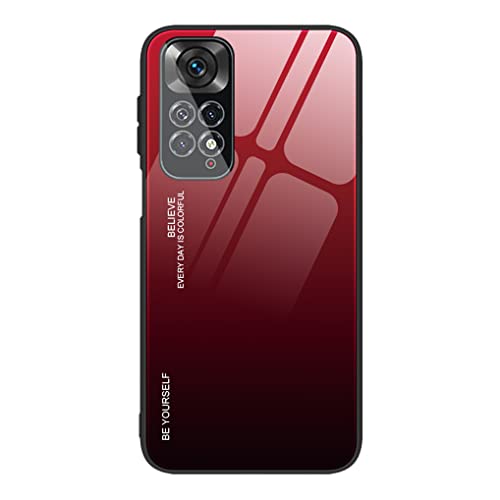 SEAHAI Hülle für Xiaomi Redmi Note 12 Pro 4G, Ultradünne Gehärtetem Glas Zurück & Weich Silikon TPU Rahmen Handyhülle Farbverlauf Farbe Case Stoßfest Schutzhülle, Elegantes Rot von SEAHAI