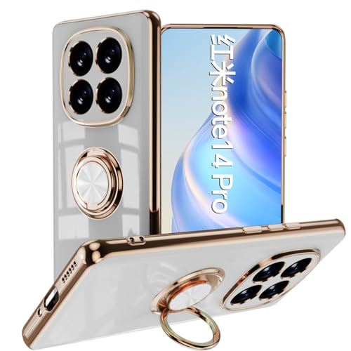 SEAHAI Hülle für Xiaomi Redmi Note 14 Pro 5G / Poco X7 5G, Galvanik Phnom Penh Design Ultra Dünn Glänzend Weich Silikon TPU Stoßfest Handyhülle Cover Schutzhülle mit 360 Grad Ring Ständer, Weiß SEAHAI Hülle für Xiaomi Redmi Note 14 Pro 5G / Poco X7 5G, Galvanik Phnom Penh Design Ultra Dünn Glänzend Weich Silikon TPU Stoßfest Handyhülle Cover Schutzhülle mit 360 Grad Ring Ständer, Weiß von SEAHAI