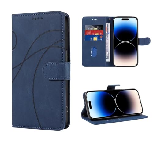 SEAHAI Leder Folio Hülle für Samsung Galaxy A06 4G, Premium PU Flip Brieftasche Schutzhülle Stoßfeste Handyhülle mit Standfunktion/Kartenfach/RFID-Schutz/Magnetisch - Blau von SEAHAI