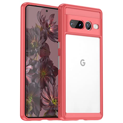 SEAHAI Transparent Hülle für Google Pixel 7 Pro Handyhülle, Farbrand Design Ultradünne Weich Silikon TPU Bumper + Hochwertiges PC Stoßfeste Schutzhülle, Rot von SEAHAI