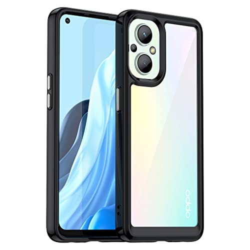 SEAHAI Transparent Hülle für Oppo Reno 8 Lite 5G / Oppo Reno 7 Lite Handyhülle, Farbrand Design Ultradünne Weich Silikon TPU Bumper + Hochwertiges PC Stoßfeste Schutzhülle, Schwarz von SEAHAI