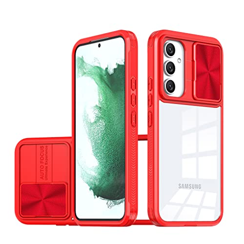 SEAHAI Transparent Hülle für Samsung Galaxy A54 5G Handyhülle, Kameraschutz Design Ultradünne Weich Silikon TPU Bumper + Hochwertiges Hart PC Stoßfeste Schutzhülle, Rot von SEAHAI
