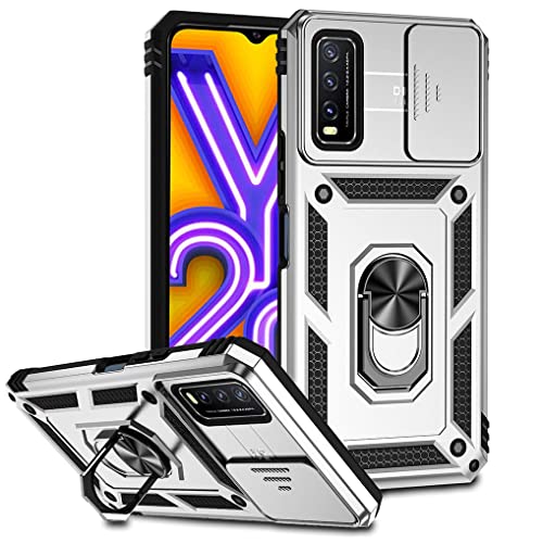 SEEKO Hülle für Vivo Y20s / Vivo Y20 / Vivo Y11s, Militär Robust Handyhülle Outdoor Stoßfest Silikon TPU + PC Handy Case Schutzhülle mit Kameraschutz und 360 Grad Ring Ständer - Silber SEEKO Hülle für Vivo Y20s / Vivo Y20 / Vivo Y11s, Militär Robust Handyhülle Outdoor Stoßfest Silikon TPU + PC Handy Case Schutzhülle mit Kameraschutz und 360 Grad Ring Ständer - Silber von SEAHAI